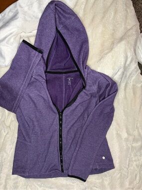 Layers Brand Size M Purple Full-Zip Hooded Crop Jacket